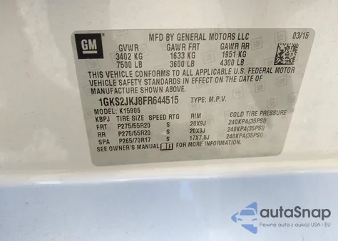 2015 GMC Yukon Xl 1500 Denali from USA, damaged, VIN 1GKS2JKJ8FR644515